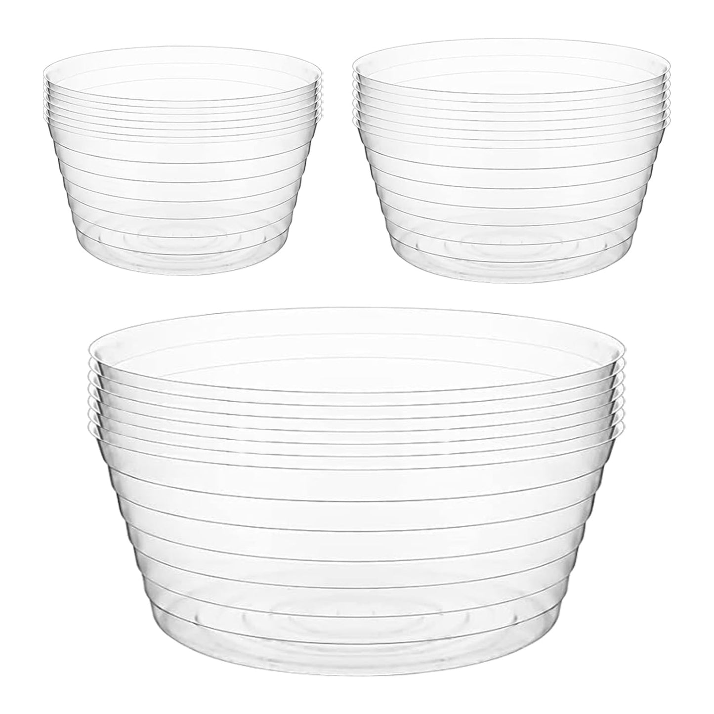 Hyuetrsa 21 Pcs Clear Deep Drip Tray Plastic Plant Saucer 6/8/10 Inch Plant Drip Trays Thickened Clear Plant Saucers Flower Drip Tray for Indoor and Outdoor Plants