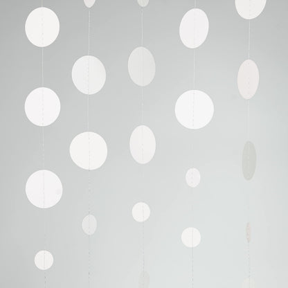 Cheerland White Circle Dot Hanging Snow Garland Snowflake Party Decoration Winter Wonderland Christmas Backdrop Bridal Shower Decoration Paper Streamer for Baby Showers and Weddings Ceiling