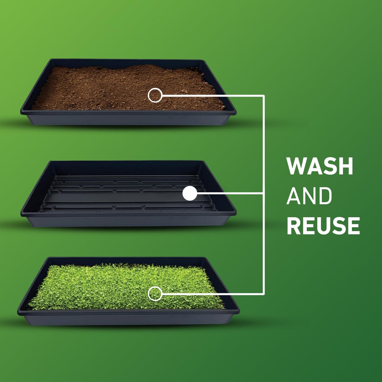 Yield Lab 10x20 Inch Black Plastic 10 Pack Plant Propagation Tray – Growing Trays for Garden, Planting, Seedling, Soil & Hydroponic Horticulture - Microgreen Trays Grow Plants - No Drain Holes