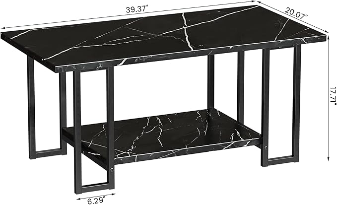 AWQM Marble Coffee Table, Faux Marble Top Rectangular Coffee Table
