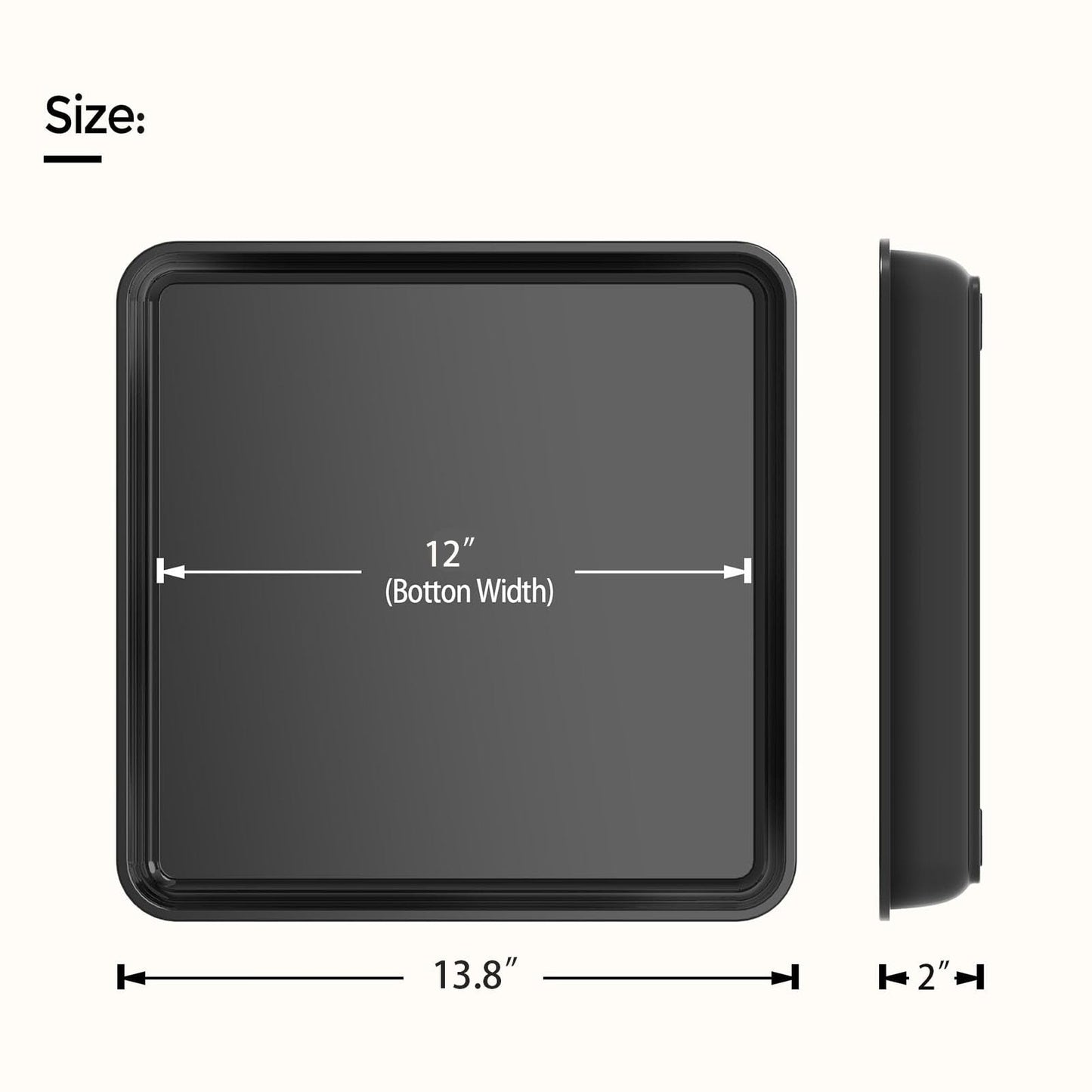 WAYNHUI Square Plant Saucer 6/8/10/12/14/16/18/20inches Square Plastic Basin Tray Large/Small Water Receiving Tray