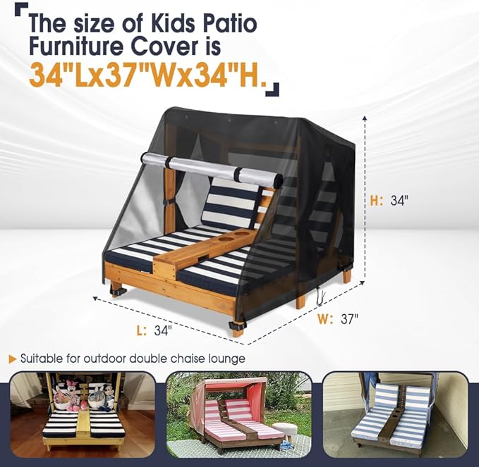 Outdoor Chaise Lounge Cover for KidKraft Wooden Double Chaise Lounge,