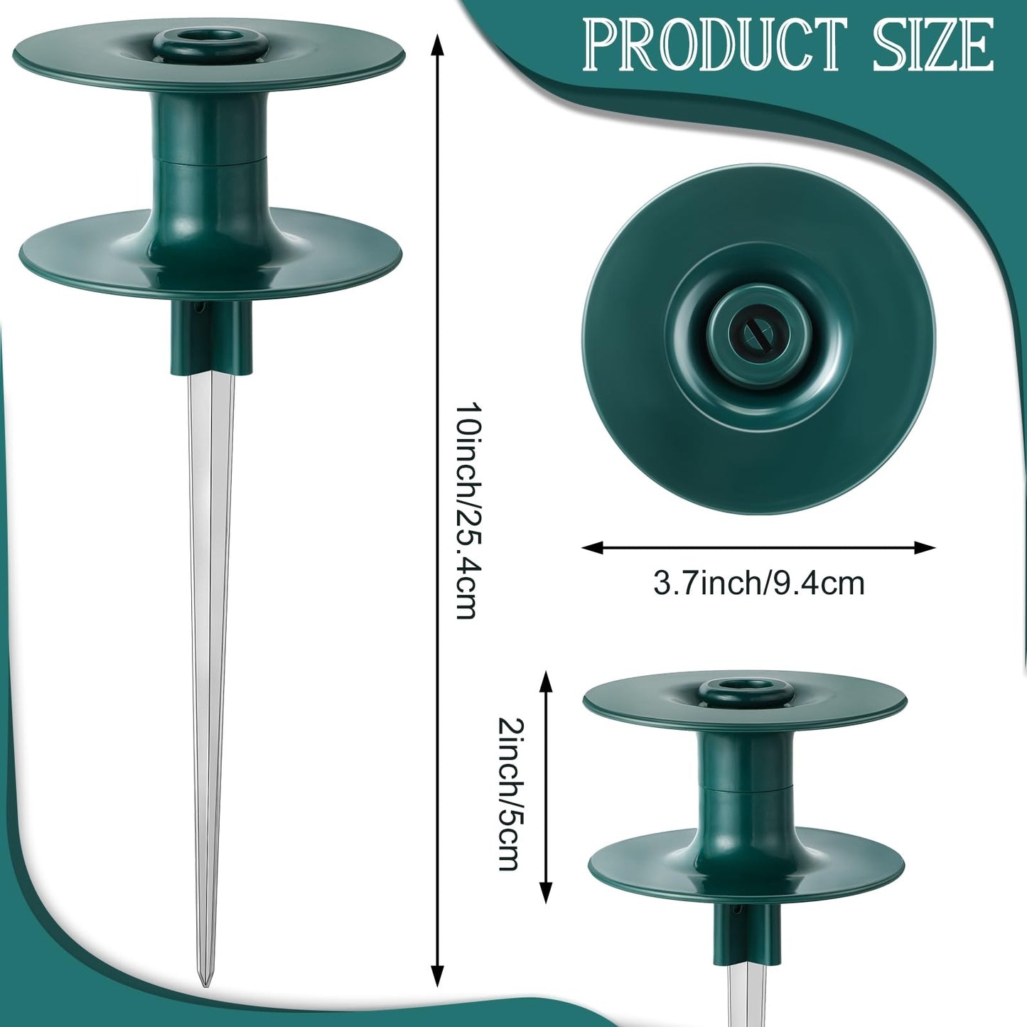 Chumia 2 Pieces 10 Inch Garden Hose Guide Spike, Zinc Coated Rustproof Heavy Duty Metal Stake, Sturdy Top, Keeps Garden Hose Out of Flower Beds, Guard for Yard Plant Protection (Dark Green)