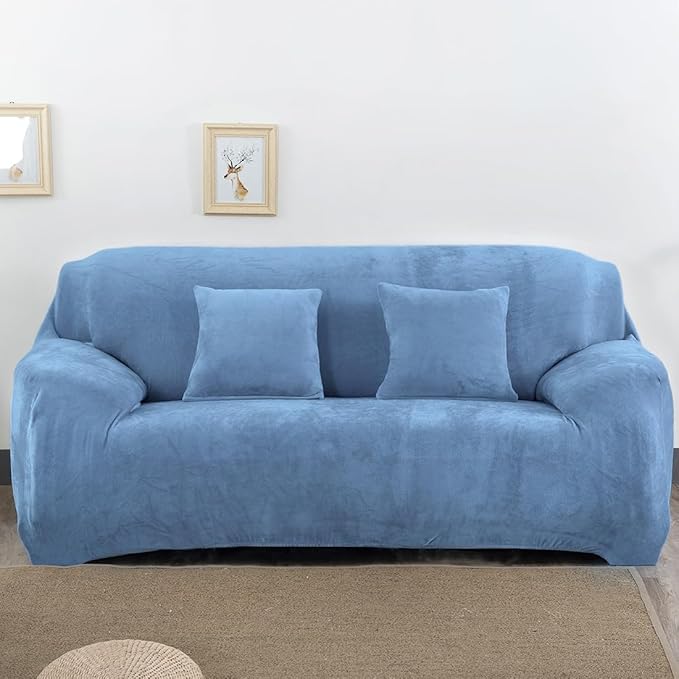 vctops 1-Piece Velvet Plush Stretch Loveseat Sofa Slipcover