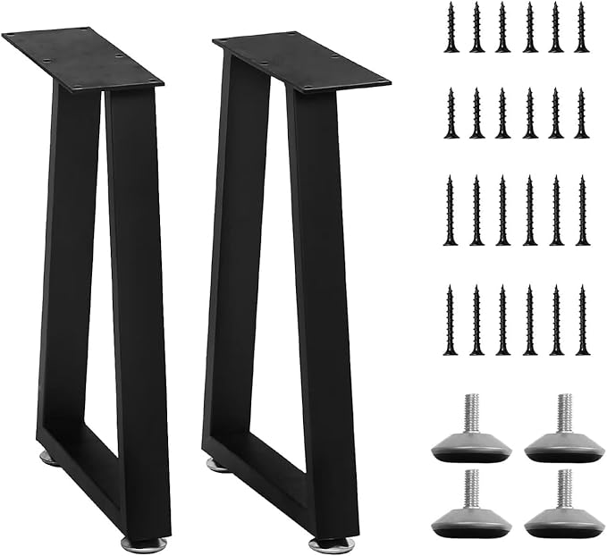 Bench Table Legs 16 Inch, Trapezoid Heavy Duty Metal Coffee Furniture Legs Set