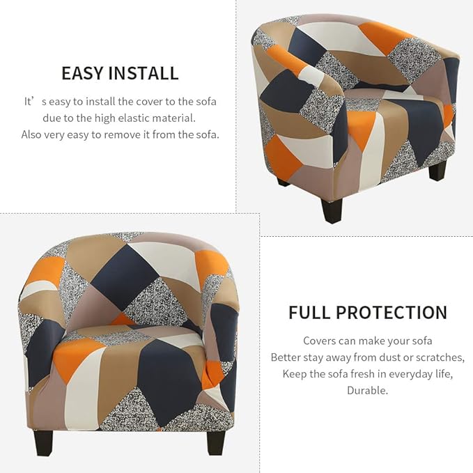 SearchI Club Chair Slipcover Stretch Barrel Chair Covers Printed Tub Chair