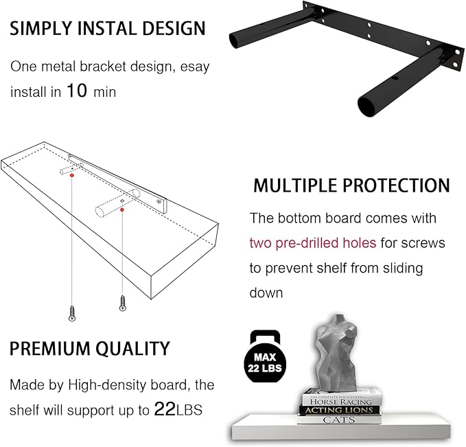 Rustic Brown Floating Shelves for Wall，24in Wall Mounted Display Ledge Shelves