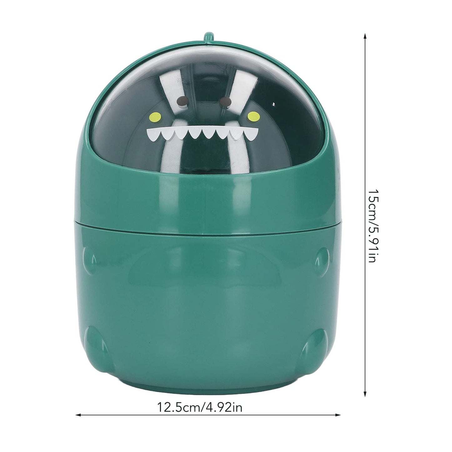 Zunate Mini Desktop Trash Can, Cute Baby Dinosaur Removable Small Garbage Can, Tiny Plastic Trash Bin with Lid/Nonslip Bottom, for Bathroom/Office/Kitchen/Desk/Coffee (Green Baby Dinosaur)