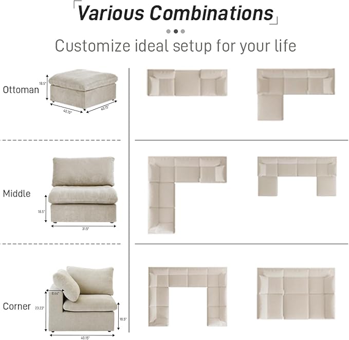Cloud Modular Sectional Sofa Couch, Minimalist Deep Sofa Couches, Covers