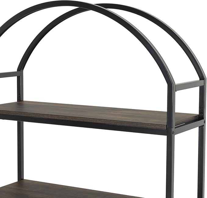 Nathan James Haven Etagere Bookshelf, 5-Shelf Bookcase in Nutmeg Wood and Black