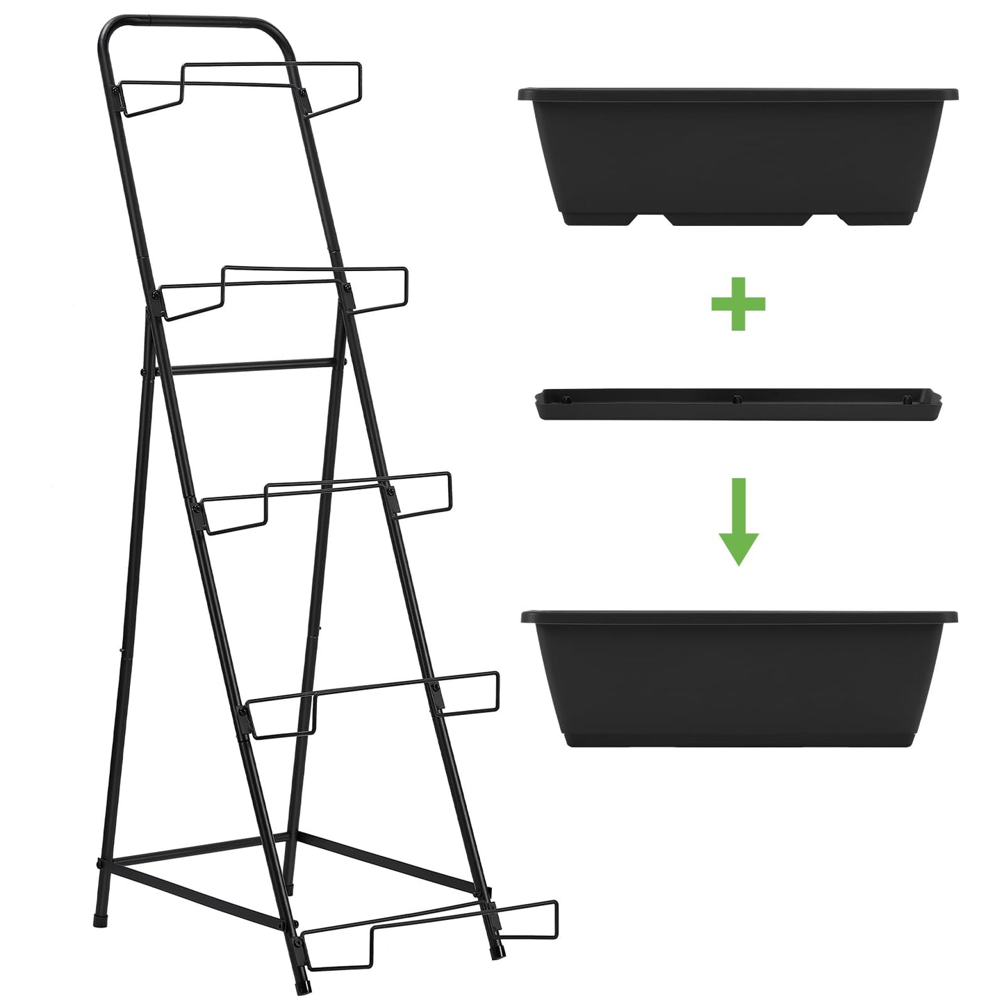 Fogein 5 Tier Vertical Raised Garden Bed Planter Box, Vertical Raised Bed with Drainage Holes for Indoor Outdoor Herbs Flowers Vegetables Plants, Black