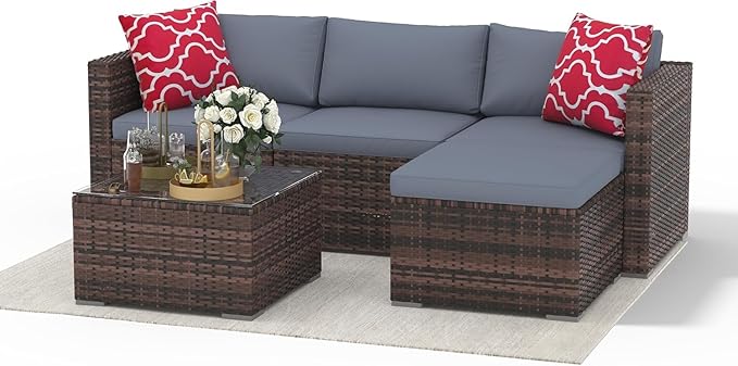 5 PCS Outdoor Sectional Sofa Set, Outdoor Patio Set Sectional Sofa, All-Weather