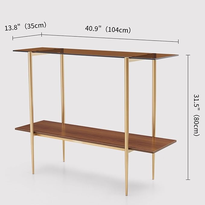 LumFurn Glass Console Table for Living Room, Foyer & Entrance, 2-Tiers