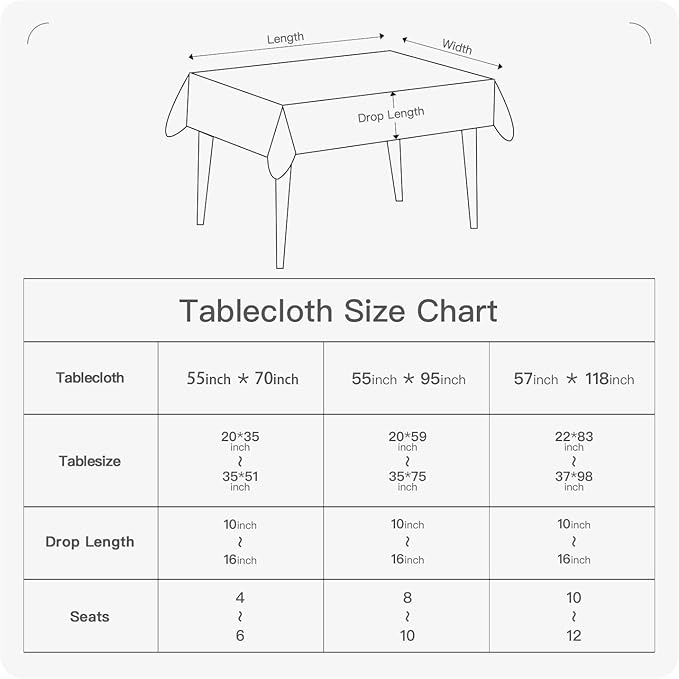 BALCONY & FALCON Rectangle Table Cloth Waterproof Tablecloth Fuzzy Linen and