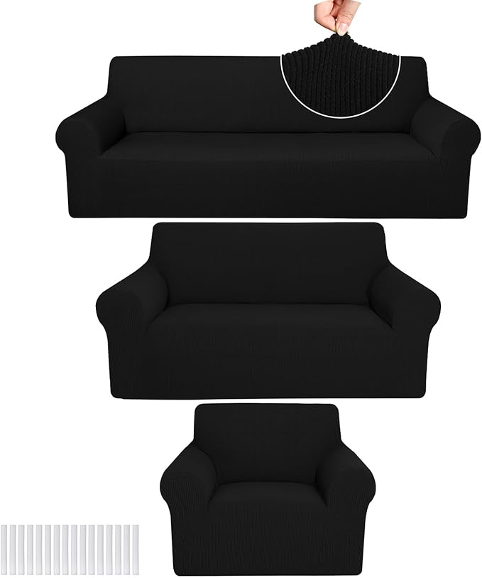 Peryiter 3 Pcs Couch and Loveseat Covers Set Sofa Cover