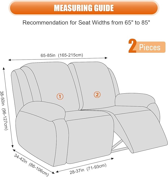 VANSOFY Oversized Recliner Cover, 2-Pieces Stretch Reclining Couch Cover