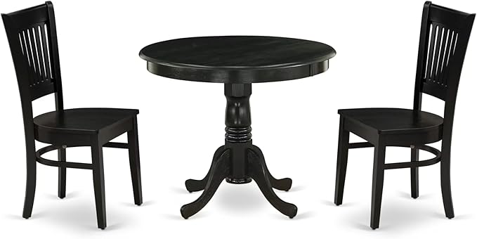 East West Furniture ANVA3-BLK-W 3 Piece Kitchen Table Set