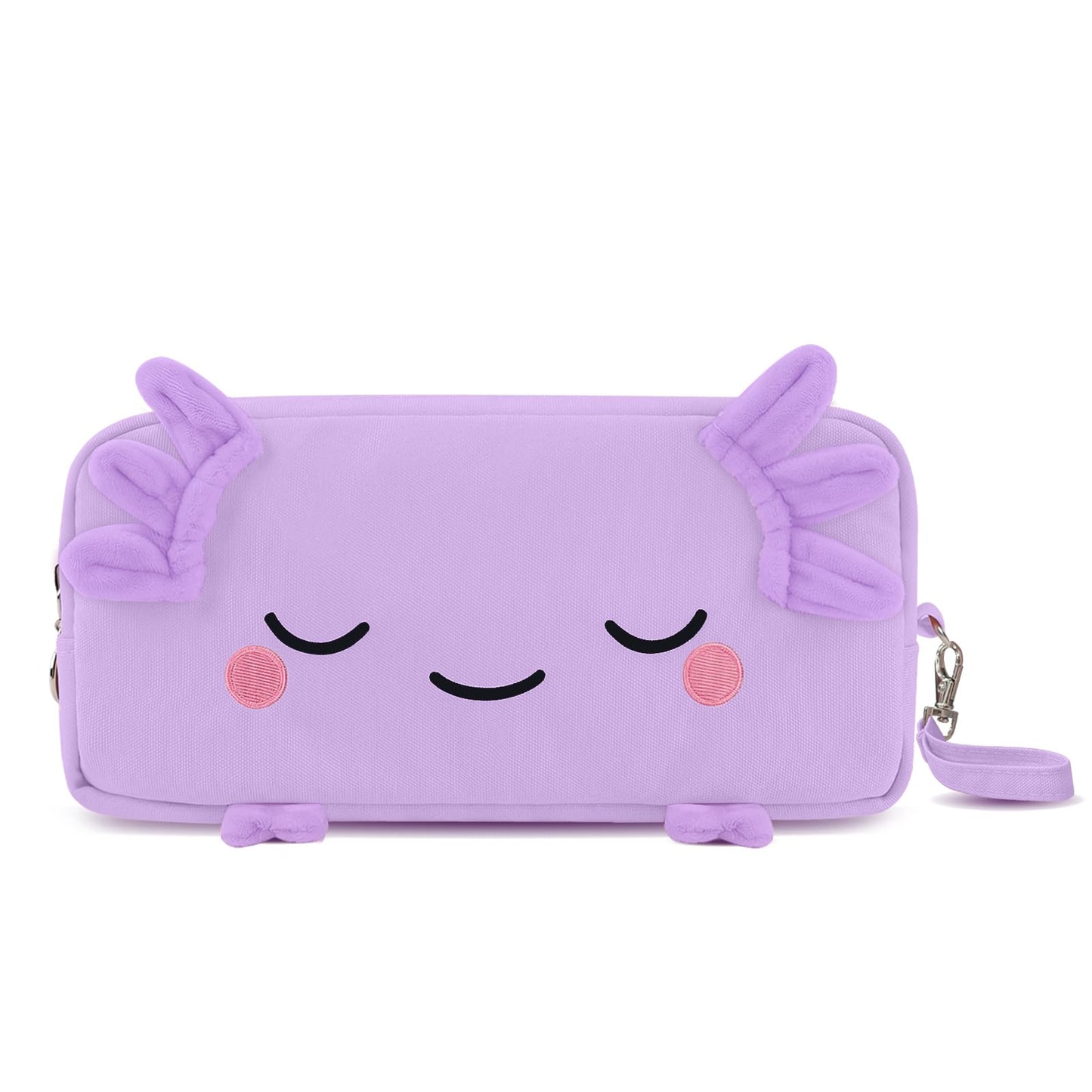 EHZYP Axolotl Pencil Case, Pencil Case For Girls Kids, Salamander Pen Box For School, Large Capacity Pen Pouch,School Supplies Bag for Kids (Purple)
