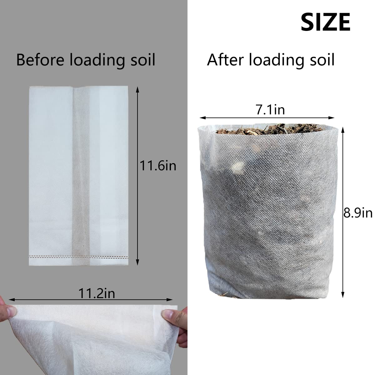 Belit 50 Pcs Non-Woven Plant Nursery Bags, Seedling Pots Container for Vegetable, Flower, Starting saplings, Plant Grow (11.6"x11.2")