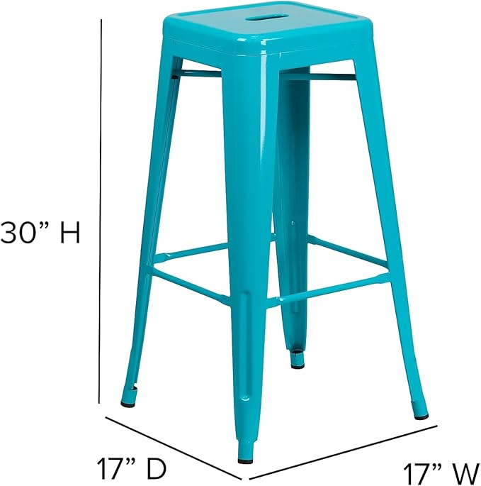 Flash Furniture Commercial Grade 30" High Backless Crystal Teal-Blue