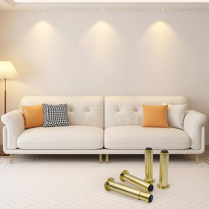 4 Pcs Gold Adjustable Sofa Legs Metal Modern Furniture Legs