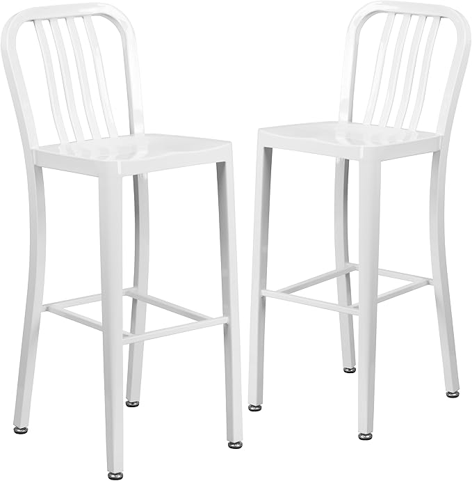 Flash Furniture Gael Commercial Grade 2 Pack 30" High White Metal