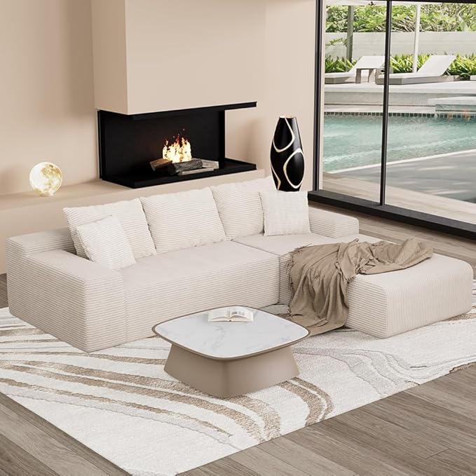 96" L Shaped Modular Sectional Sofa, Boneless Cloud Couch