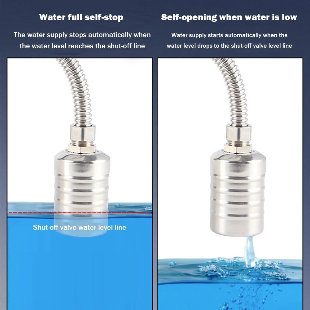 Automatic Float Valve,1/2" to 3/4'' Water Float Valve 304 Stainless Steel Fully Automatic Water Level Control Float Valve for Water Tank, Pool, Water Tank, Livestock Troughs.
