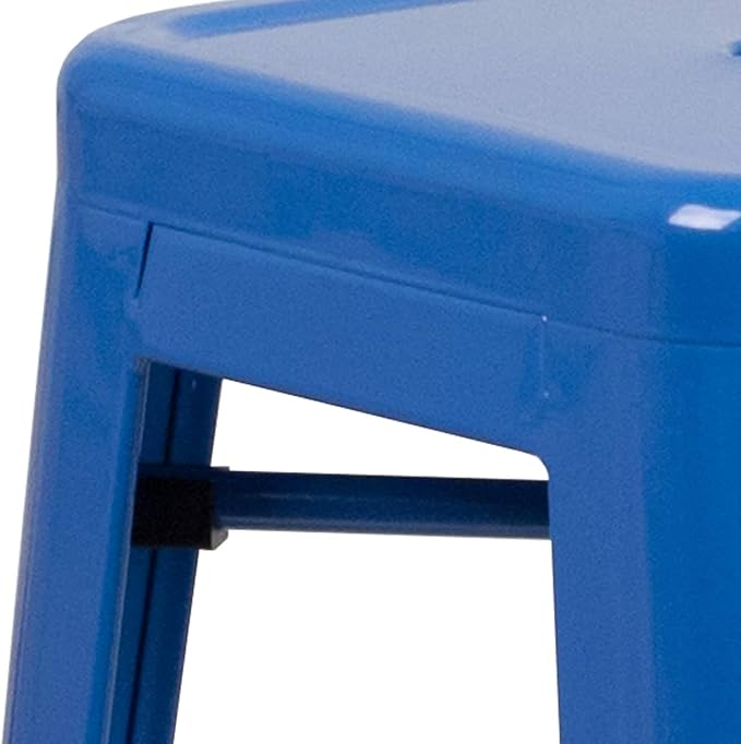 Flash Furniture Commercial Grade 30" High Backless Blue Metal Indoor-Outdoor
