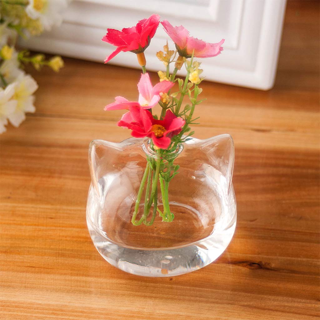 Clear Cute Cats Shaped Glass Desktop Decorative Plant Terrarium Flower Vase Bottle Holder Home Decorative Flower Bott Hydroponic Vase