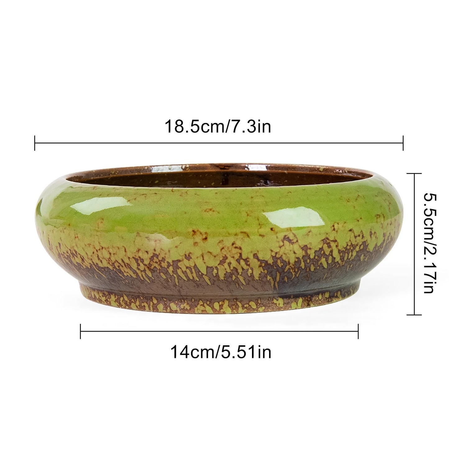 Lotus Bowl Planter - 7.3 Inch Large Lotus Flower Bowl for Water Plants, Ceramic Hydroponic Planter Water Lily Bowl for Planting Aquatic and Indoor Succulent Plants and Bonsai