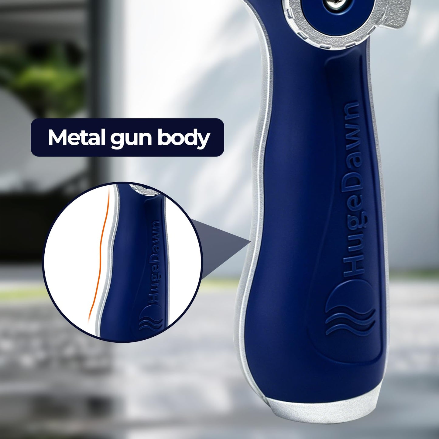 HugeDawn Garden Hose Nozzle, Heavy Duty Metal Sprayer Nozzle, Non-Slip Thumb Control, 3/4" GHT High Flow for Quick Watering & Cleaning (Blue)