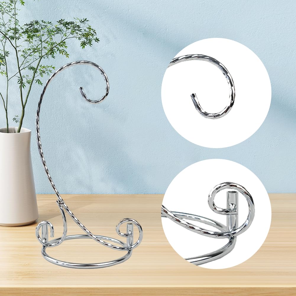 YY YEARCHY Ornament Display Stand for Mini Hanging Glass Globe Ball, Air Plant Flower Holder (Silver, 7.7" x 4.3")