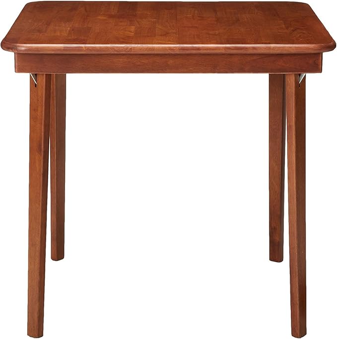 MECO Stakmore Classic Straight Edge Solid Wood Folding Card Table, Cherry Frame