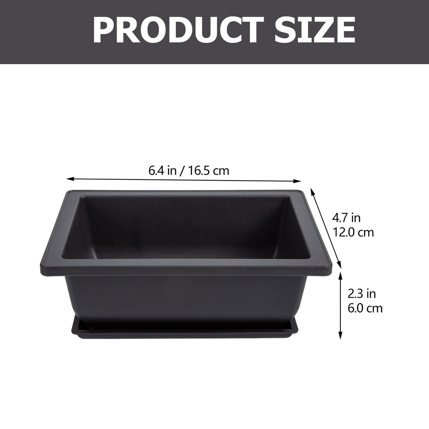 GANAZONO 5Pcs Plastic Bonsai Planters with Drainage Trays 6.49X4.72X2.36In Small Rectangular Flower Pots for Indoor Succulent Plant Growing and Gardening