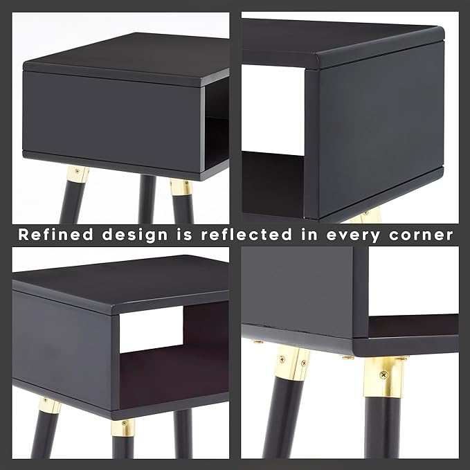 Bme Dinkee Solid Wood Nightstand, Fully Assembled, Without Drawer