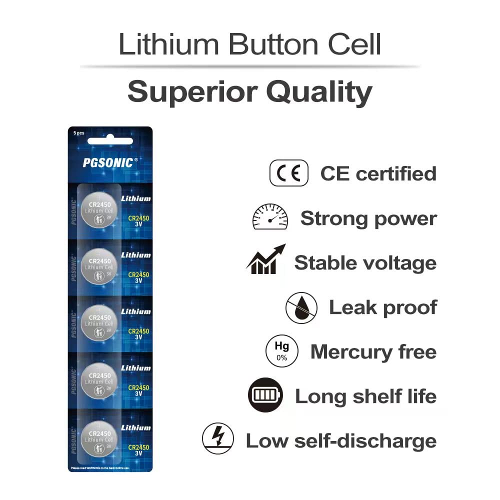 PGSONIC 20 Pack CR2450 3V Lithium Coin Battery