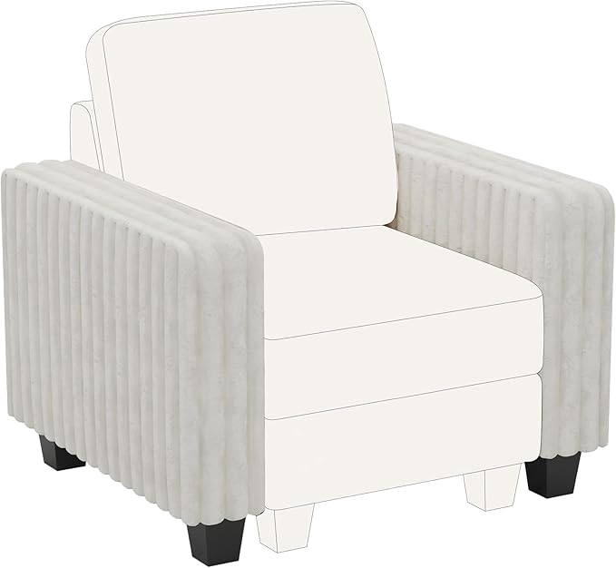 Belffin Plush Corduroy Modular Sectional Sofa Armrest Part Module