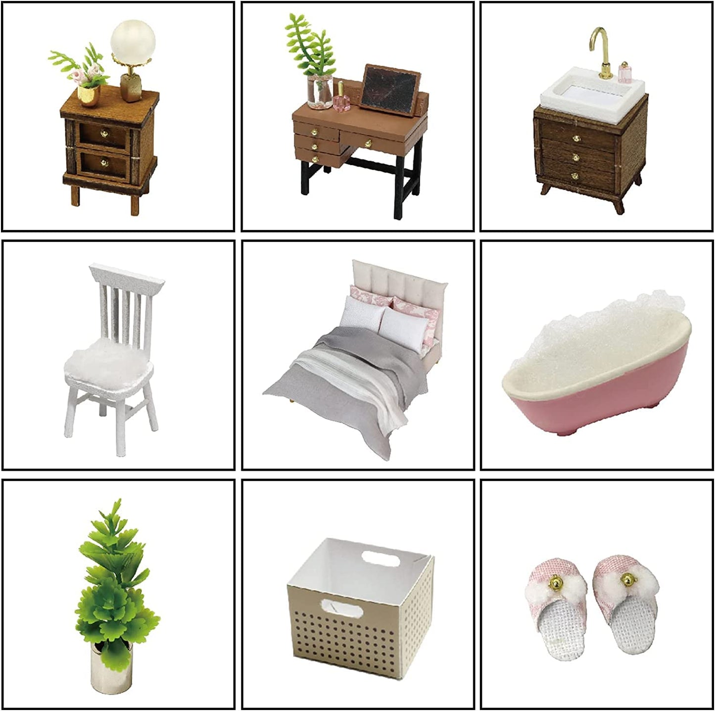 CUTEROOM DIY Doll Room Miniature Furniture Wooden House Kit - Wooden Dolls House Kit with Dust Cover & LED Light and Accessories - QT Series Dollhouse (QT011)