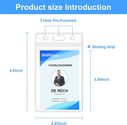 20 Pack Extra Thick Name Badge Holders, Heavy Duty & Sealable Waterproof Vertical ID Badge Holders, Durable Clear PVC Plastic Badge Sleeve for Credit Card/Shcool Work Badge/Room Key/RFID