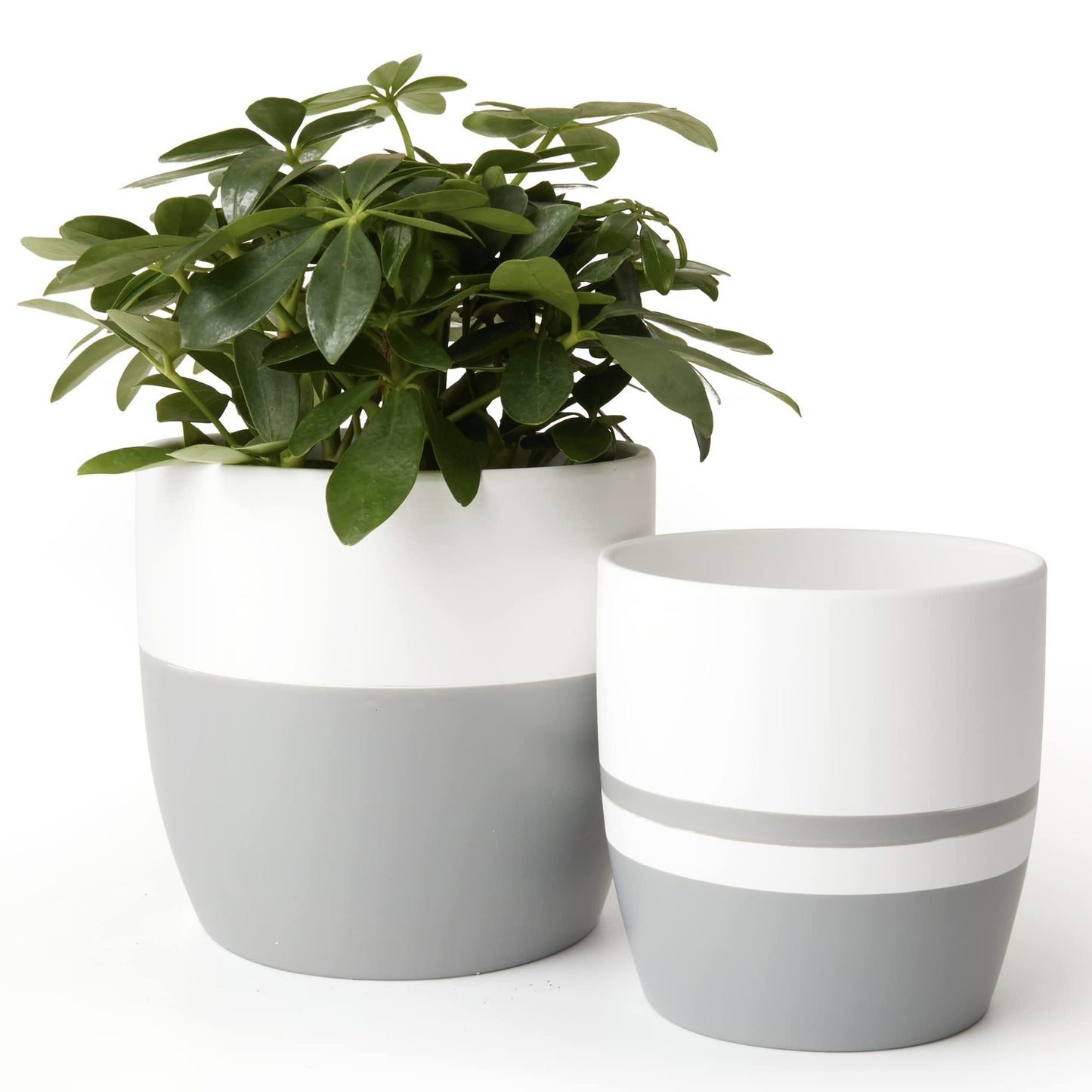 LA JOLIE MUSE Ceramic Flower Pots for Indoor, Plant Pot Plants Planter Set of 2, 6.1 + 5.1 Inch Home Decor Gift, White & Gray