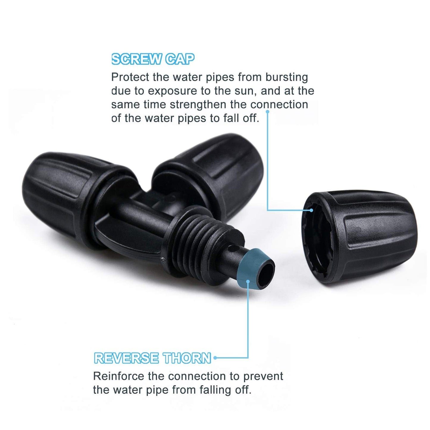 Kalolary Barbed Tee for 5/16 Inch Irrigation Tube, 20PCS Anti-Drop Drip Irrigation Hose Fittings for 8/12mm PE Pipe Micro Spray Lock Drip Irrigation Parts Connectors 3-Way Adapter Watering System