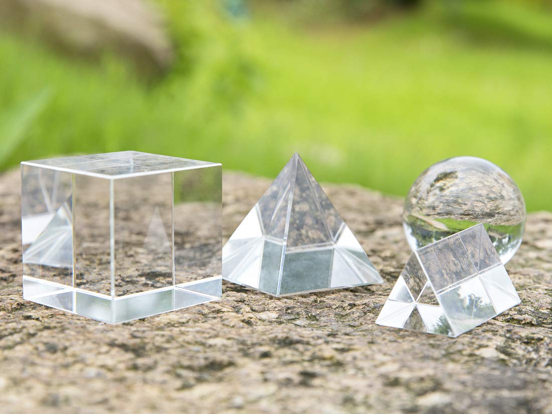 QFkris 4 Pack K9 Optical Crystal Photography Prism Set and Glass Mixing Color Cube Bundle