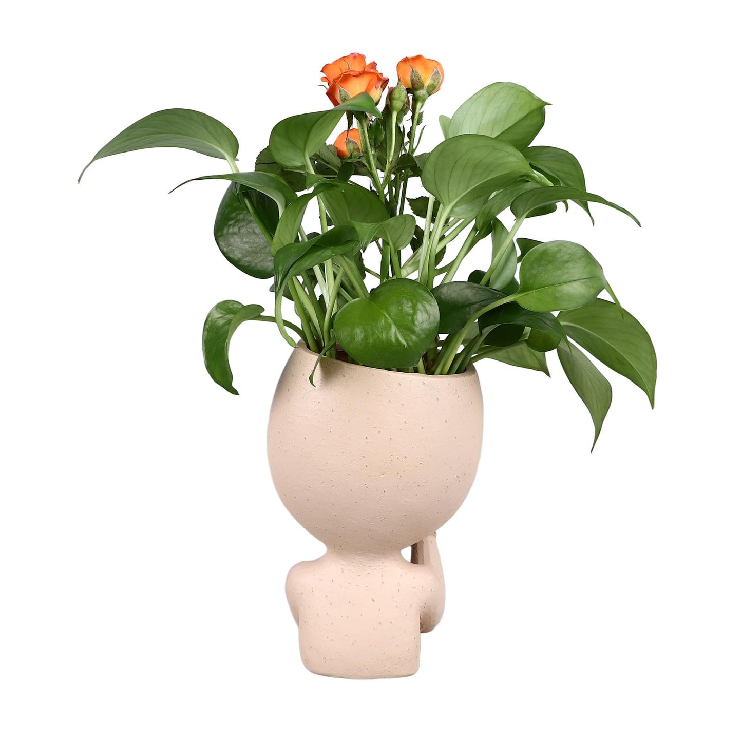HaloVerde Artistic Face Flower Pot with Drainage System for Indoor and Cacti, a 16cm Resin Head Planter Pot Allowing for DIY Customization for Home Decor