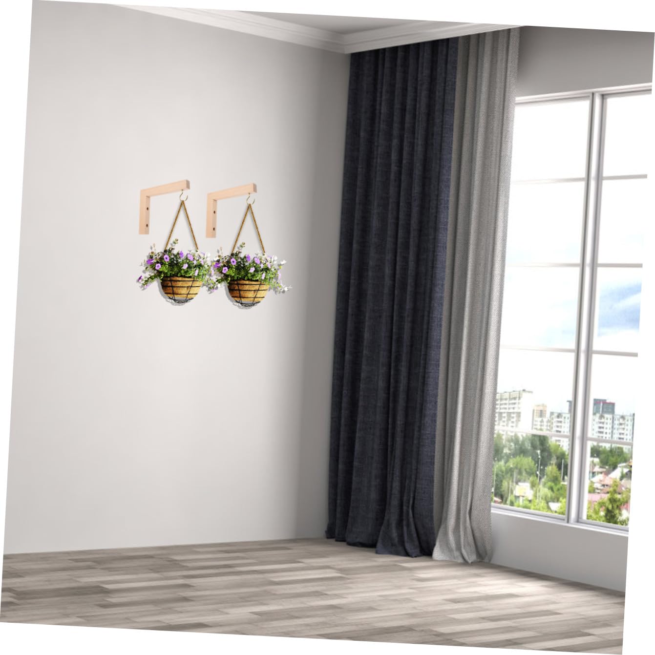 NUOBESTY 2pcs Wooden Wall Hooks for Hanging Plant Brackets Outdoor, Wall Mounted Plant Hangers for Bird Feeders, Wind Chimes, and Hanging Baskets in Garden
