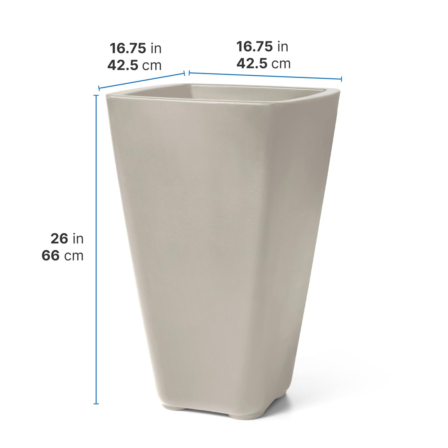 Step2 Bridgeview Tall Square Planter, Large Planters for Outdoor Plants, Gardening and Flower Pot for Patio or Porch, Efficient Drainage, Durable Plastic, Concrete, 2-Pack