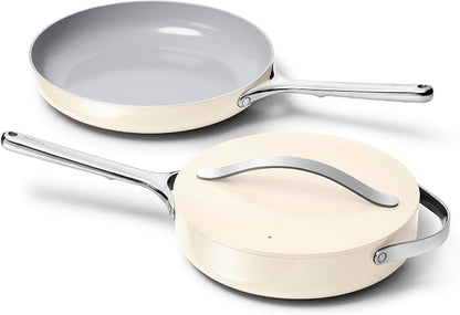Caraway 12in Fry Pan + 10in (3qt) Saute Pan Duo Cream