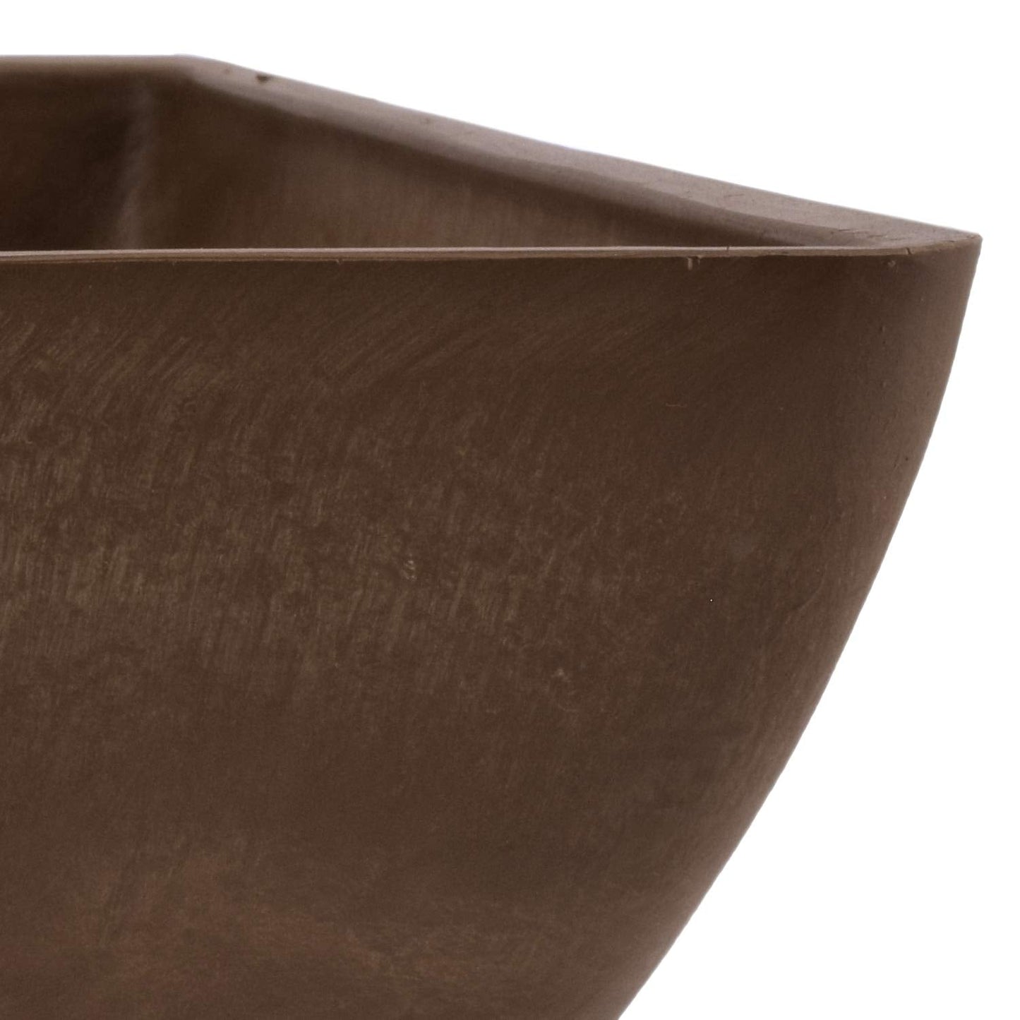 PSW Pot Collection 12x6 inch Plastic/Stone/Wood Composite Square Planter – No Drainage Hole (Drillable), Modern Indoor/Outer Pot for Flowers, Foliage, Succulents, Fairy Gardens, Chocolate