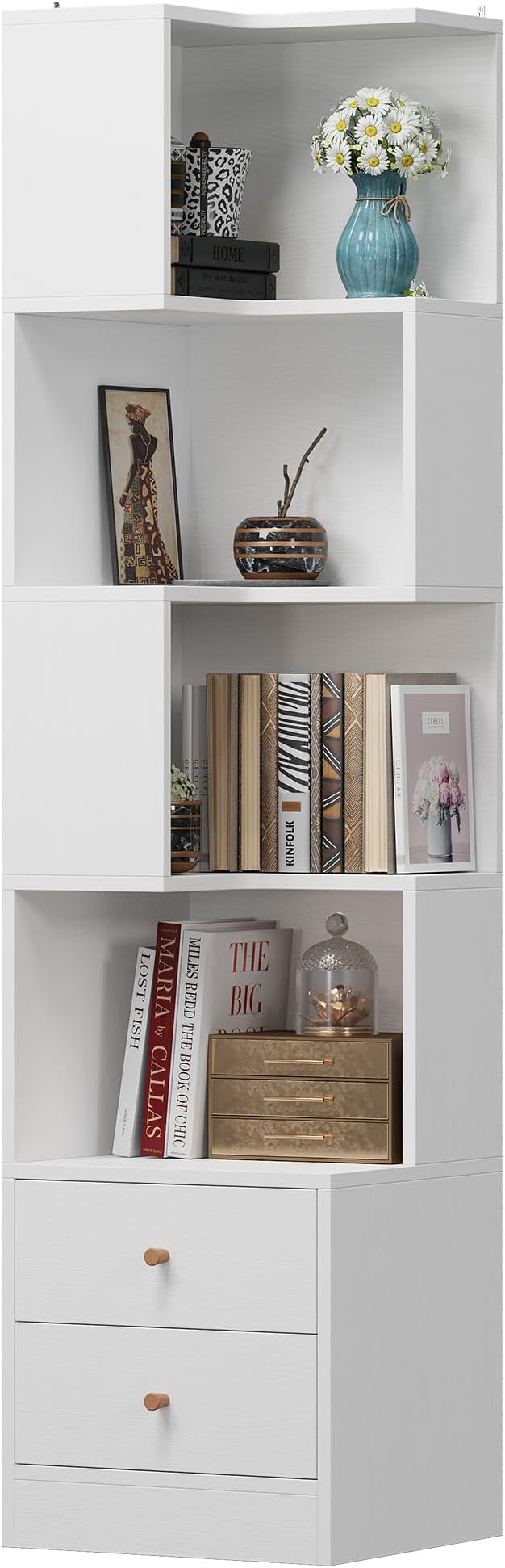 IRONCK Corner Bookshelf, 70.87" Tall Corner Bookcase