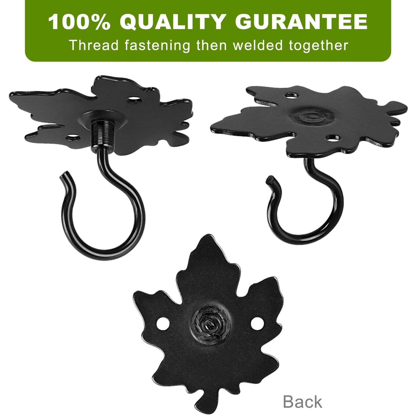 Dolibest Wall Mount Ceiling Hooks, Plant Hooks for Ceiling, Metal Plant Bracket Iron Wall Mount Lanterns Hangers Hooks for Hanging Plants Lights, Outdoor Wire, Fairy Lights, Wind Chimes, Black (4PCS)